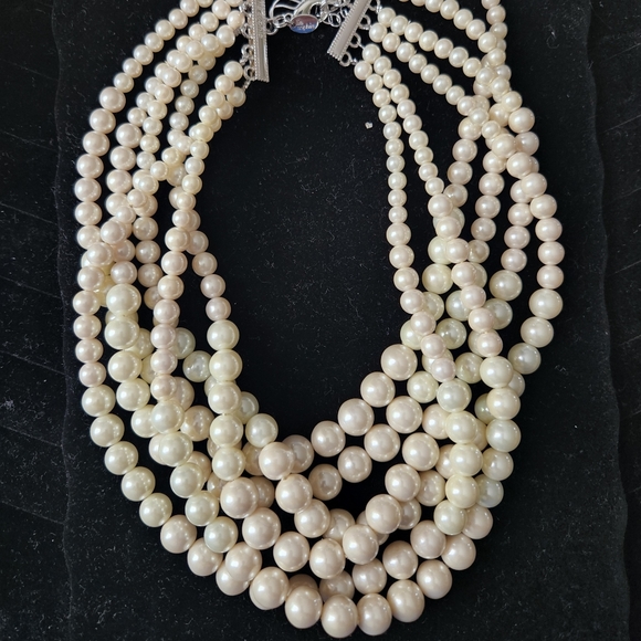 Lia Sophia Uptown 6 Strand Simulated Pearl Necklace - Picture 5 of 6